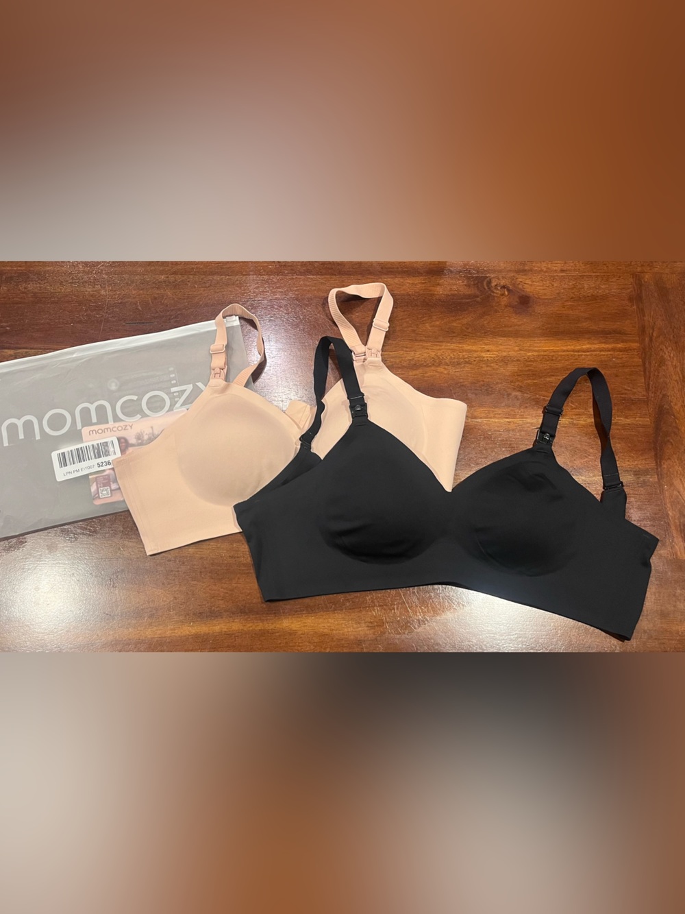 Momcozy Seamless Nursing Bra Set - Beige and Black